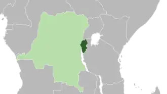 Ruanda-Urundi (dark green) depicted within the Belgian colonial empire (light green), c. 1935