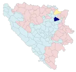 Location of Tuzla within Bosnia and Herzegovina (dark blue)