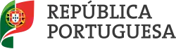 Government logo, with a stylized flag of Portugal on the left, and the caption "Portuguese Republic" (in Portuguese) on the right