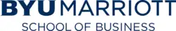 Logo with large blue "BYU" at top and "Marriott School of Management" beneath