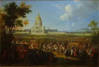 Visit of Louis XIV to Les Invalides (about 1706). Painting by Pierre-Denis Martin