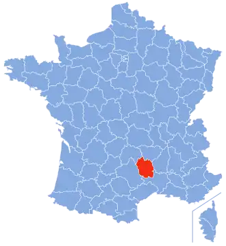 In red, the modern territory of Lozère within France