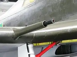 An MG 151/20 cannon in the wing of the Italian Fiat G.55 fighter