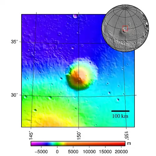 Hecates Tholus topography.