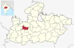 Location of Shajapur district in Madhya Pradesh