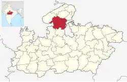 Location of Shivpuri district in Madhya Pradesh