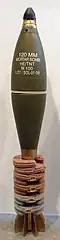 120&nbsp;mm HE mortar shell fitted with proximity fuze