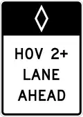 R3-12 HOV 2+ lane ahead (post-mounted)