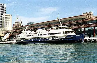 Collaroy docked at the Overseas Passenger Terminal in 1991.