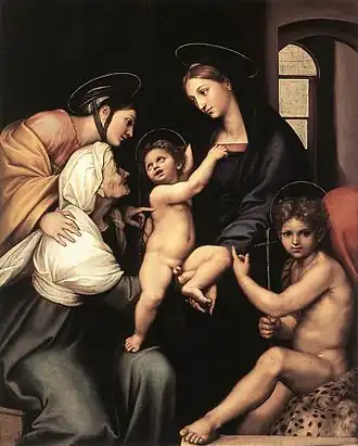 Raphael and Assistants Madonna dell'Impannata. 158 × 125&nbsp;cm.