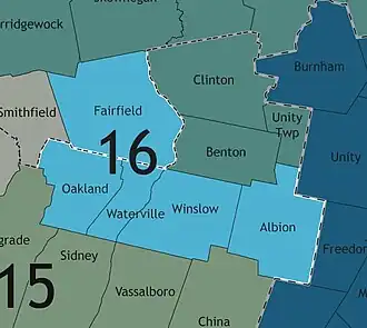 Map of Maine's 16th State Senate district