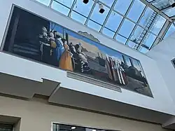 A mural depicting Queen Victoria opening the Manchester Ship Canal