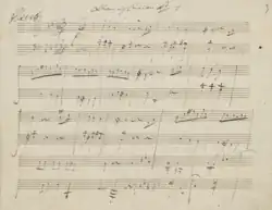 Page one of the manuscript from Beethoven's Bagatelle in G minor, op 119. c. 1822.