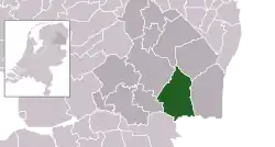 Highlighted position of Coevorden in a municipal map of Drenthe