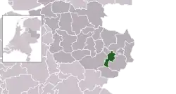 Highlighted position of Hengelo in a municipal map of Overijssel