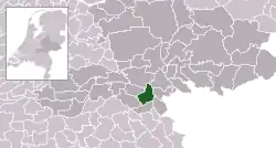 Highlighted position of Nijmegen in a municipal map of Gelderland