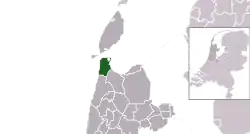 Highlighted position of Den Helder in a municipal map of North Holland