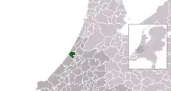 Highlighted position of Katwijk in a municipal map of South Holland
