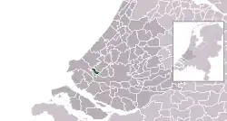 Highlighted position of Maassluis in a municipal map of South Holland