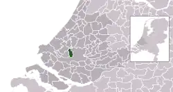 Highlighted position of Schiedam in a municipal map of South Holland