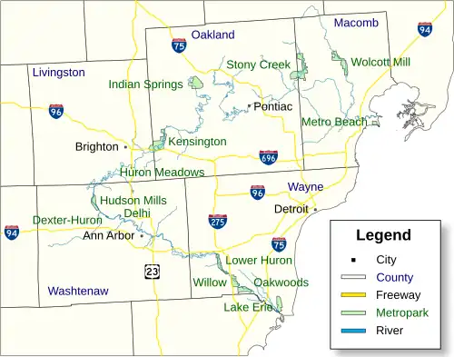 Delhi Metropark is located in Huron-Clinton Metroparks