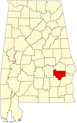 Map of Alabama highlighting Bullock County