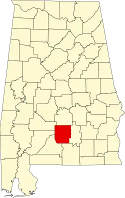 Map of Alabama highlighting Butler County