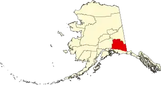 Map of Alaska highlighting Copper River Census Area