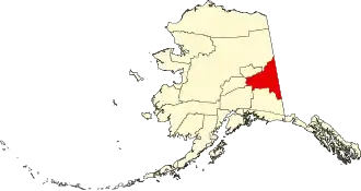 Map of Alaska highlighting Southeast Fairbanks Census Area