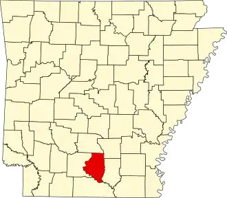 Map of Arkansas highlighting Calhoun County