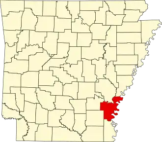 State map highlighting Desha County
