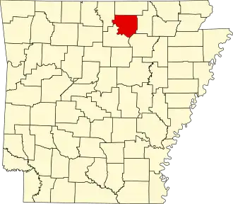 State map highlighting Izard County