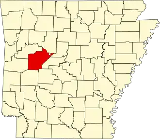State map highlighting Yell County