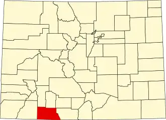 Map of Colorado highlighting Archuleta County