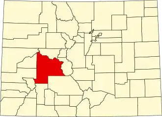 State map highlighting Gunnison County