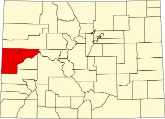 Map of Colorado highlighting Mesa County