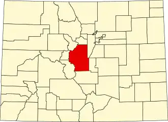 Map of Colorado highlighting Park County