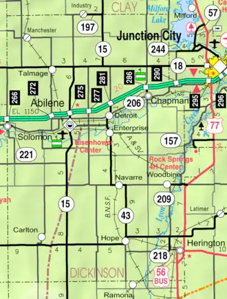 KDOT map of Dickinson County (legend)