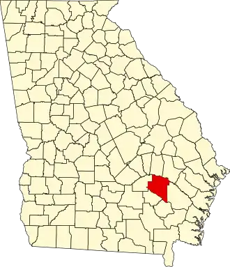 Map of Georgia highlighting Appling County