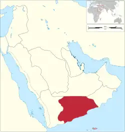 Map of Hadhramaut in the Arabian Peninsula