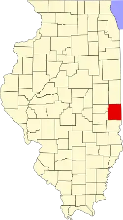 Map of Illinois highlighting Edgar County
