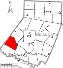 Map of Indiana County, Pennsylvania Highlighting Young Township