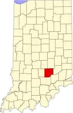Map of Indiana highlighting Bartholomew County