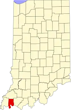 Map of Indiana highlighting Vanderburgh County