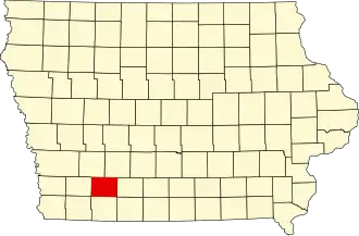 Map of Iowa highlighting Adams County
