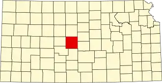 Map of Kansas highlighting Barton County