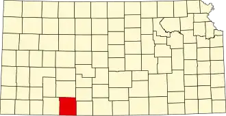 Map of Kansas highlighting Clark County