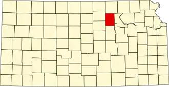 Map of Kansas highlighting Clay County
