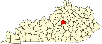 Map of Kentucky highlighting Mercer County