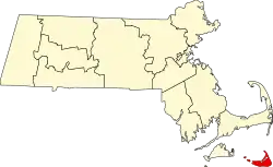 Location of Nantucket in Massachusetts